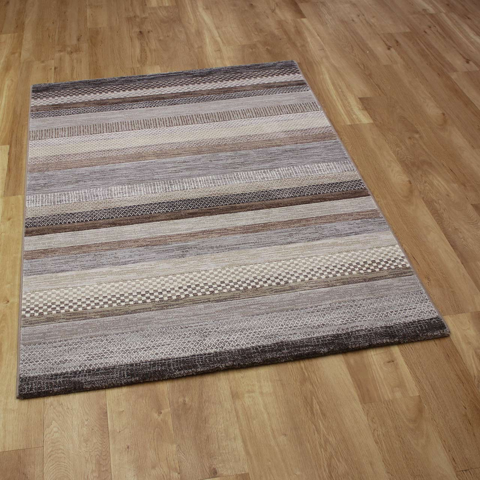 Natural Brown Stripe Hardwearing Galleria Rug 9293