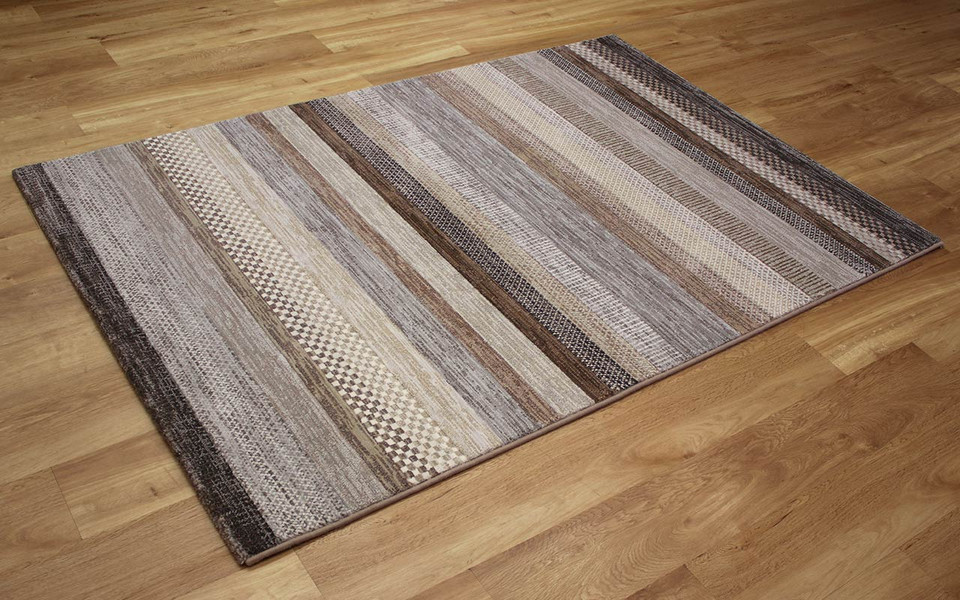Natural Brown Stripe Hardwearing Galleria Rug 9293