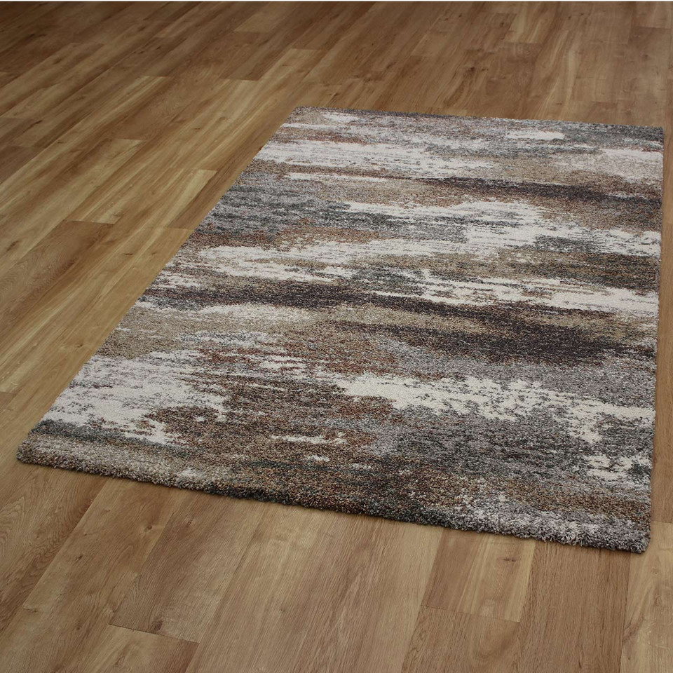 Grey Brown White Abstract Thick Mehari Rug 6747