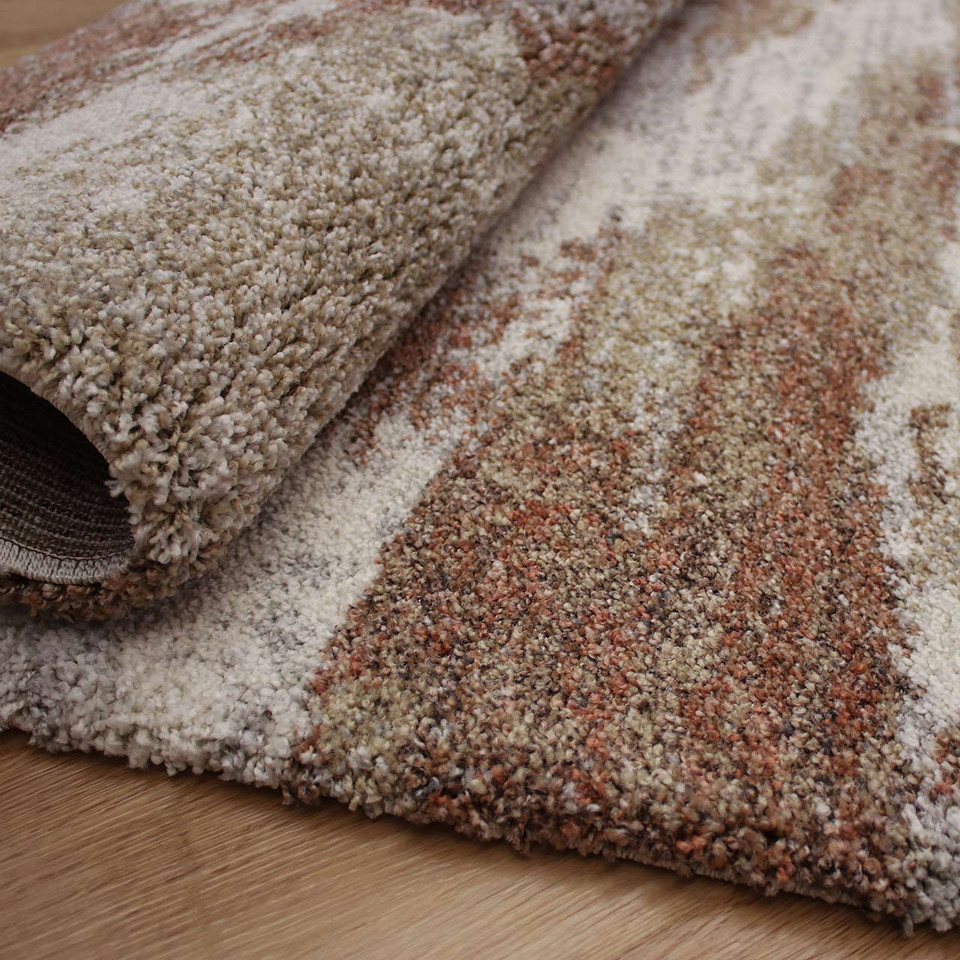 Brown Natural White Abstract Thick Mehari Rug 6787