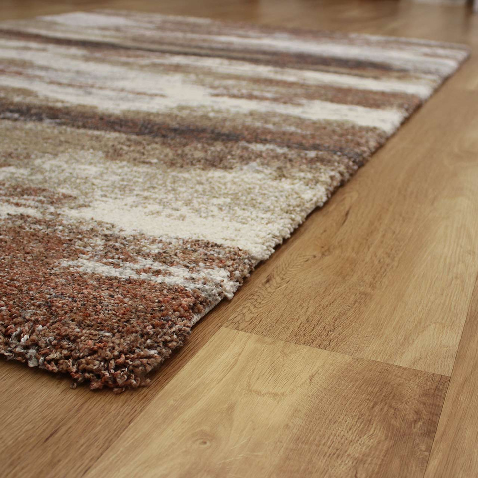 Brown Natural White Abstract Thick Mehari Rug 6787