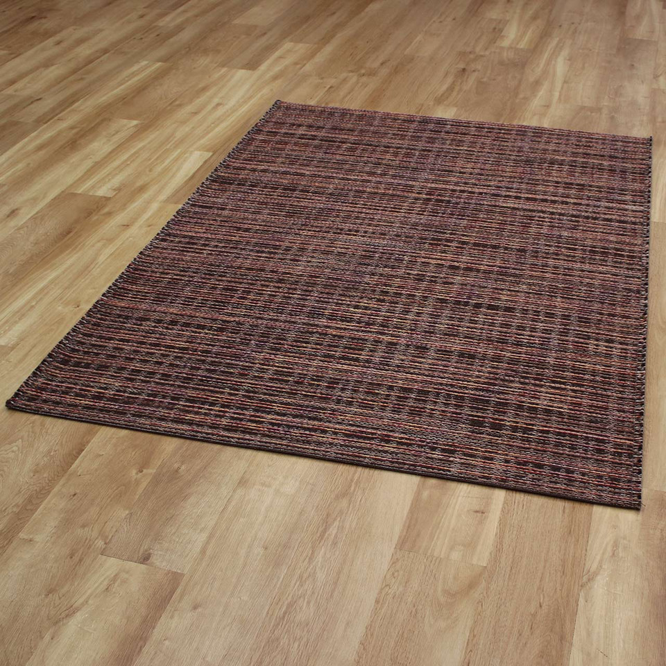Thin Brown Red Handwoven Wool Goa Rug 1003