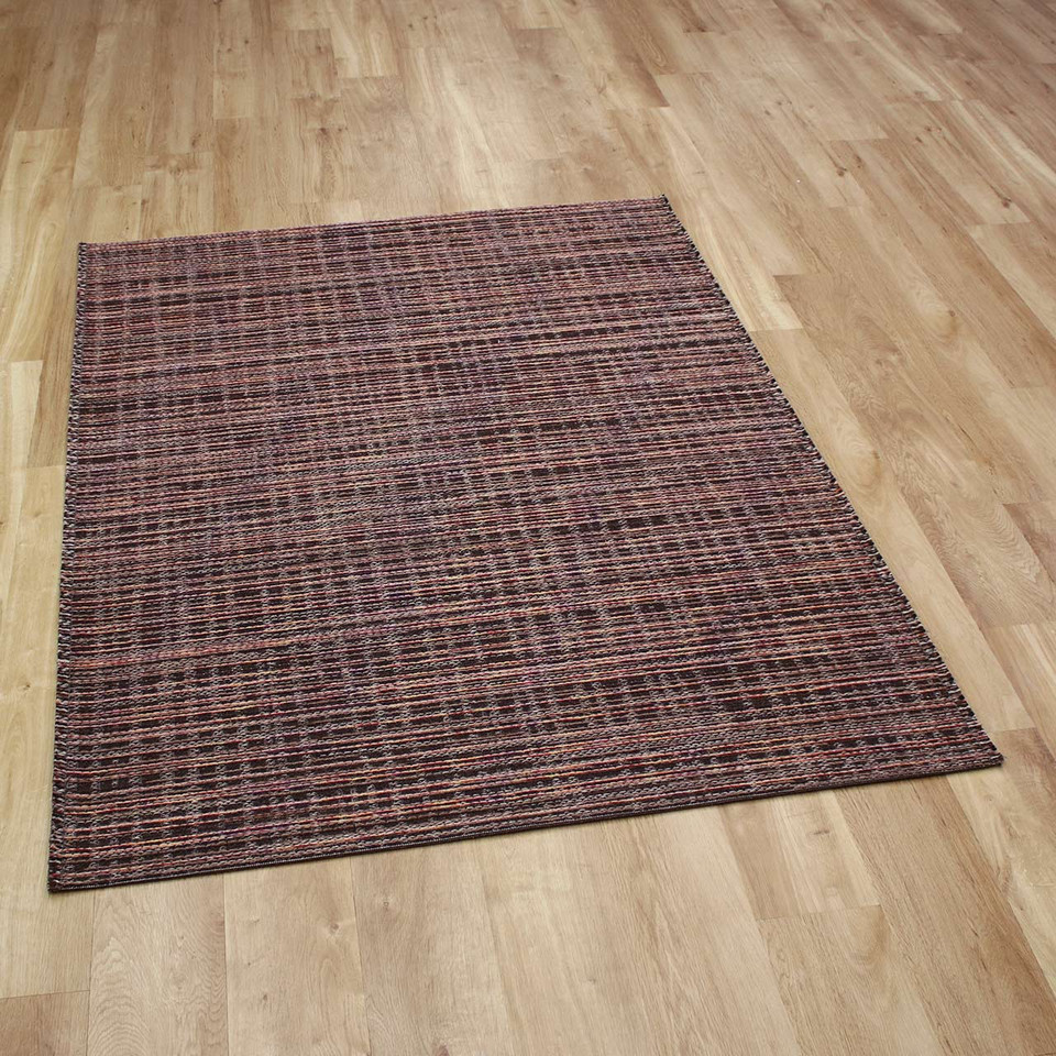 Thin Brown Red Handwoven Wool Goa Rug 1003