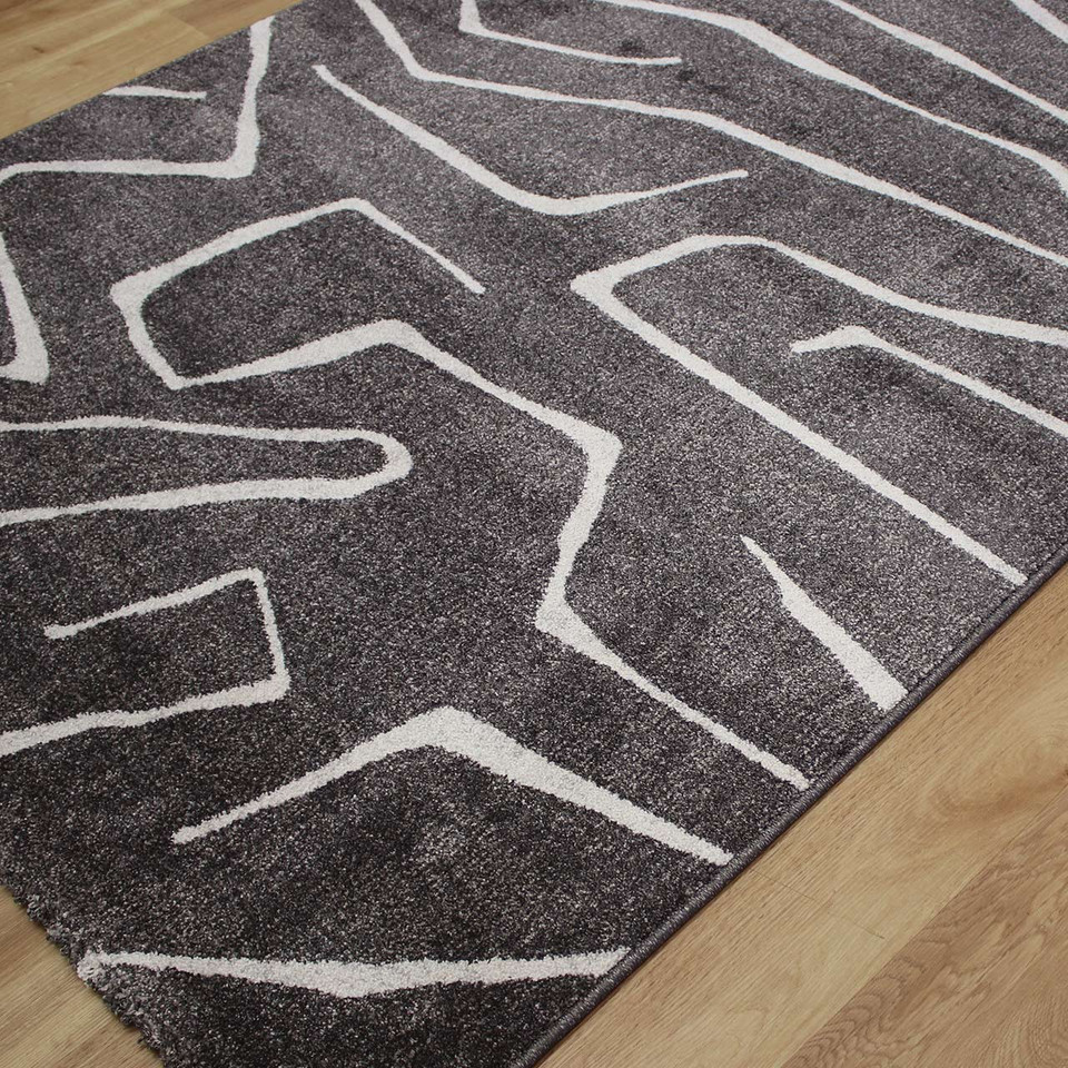 Contemporary Charcoal White Liberty Rug 3161