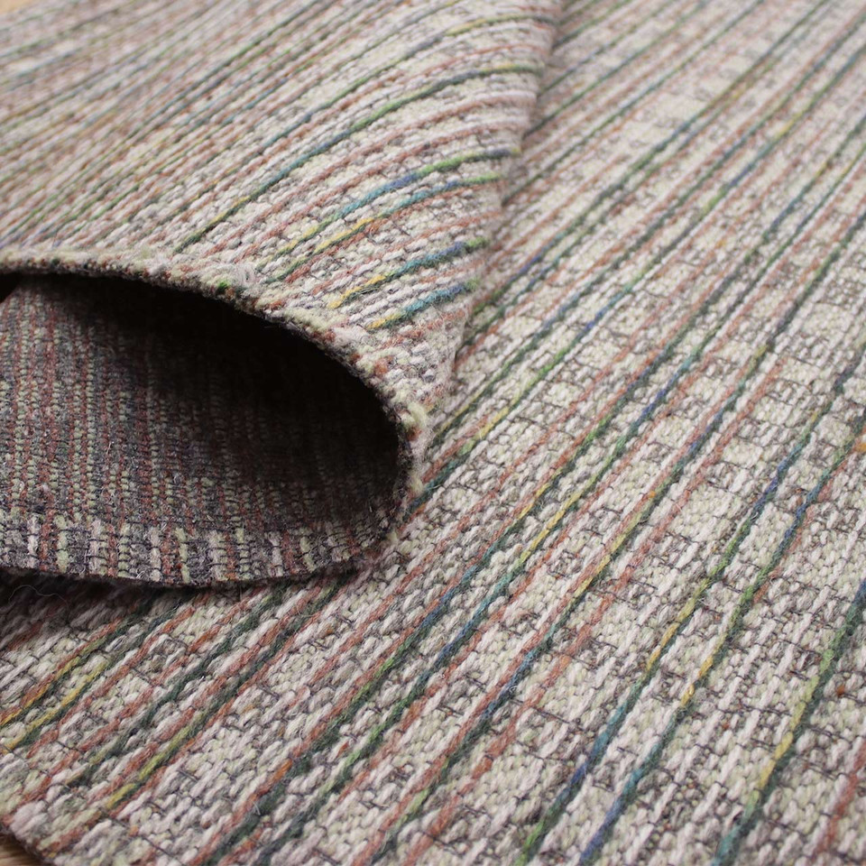 Thin Multicolour Handwoven Wool Goa Rug 4005