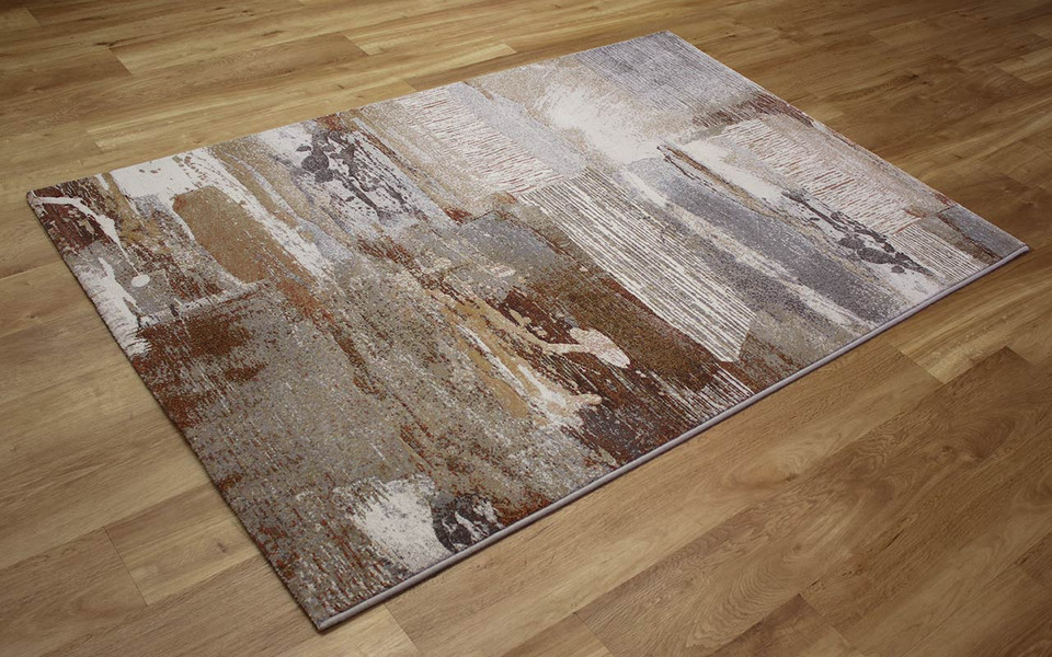 Brown Grey Hardwearing Modern Galleria Rug 9248