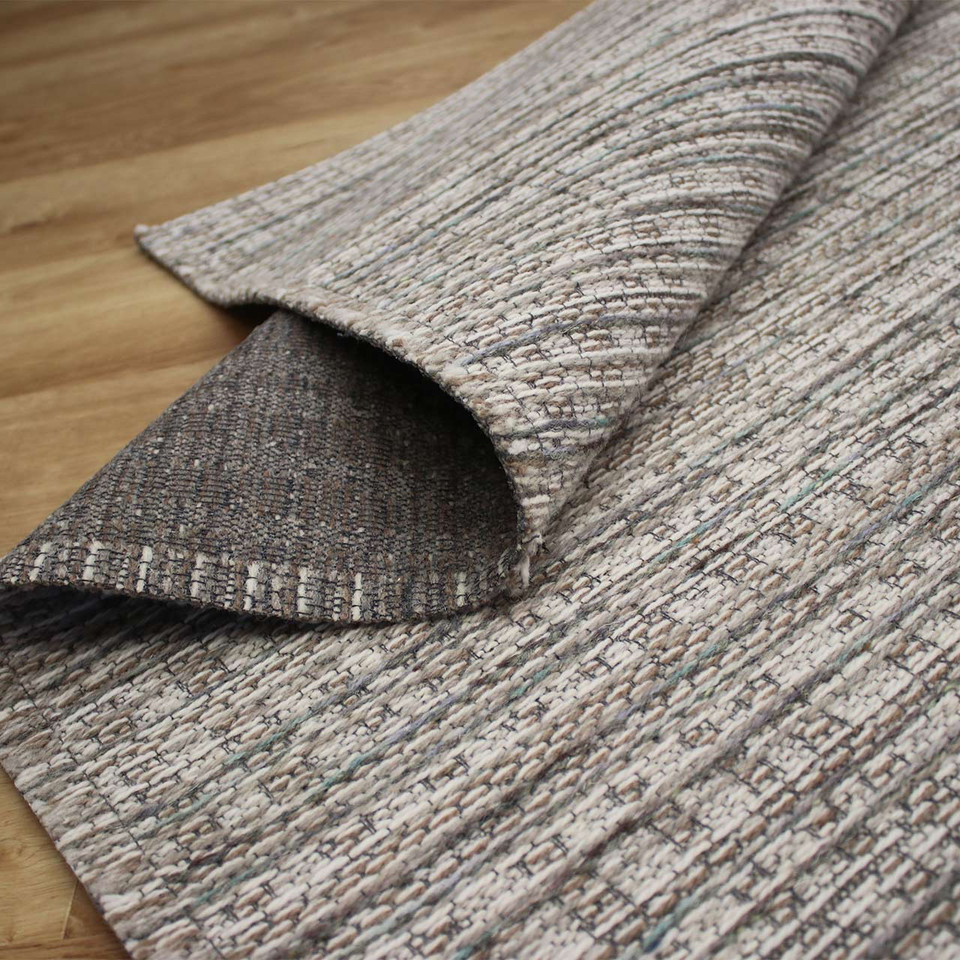 Thin White Multi Handwoven Wool Goa Rug 6003