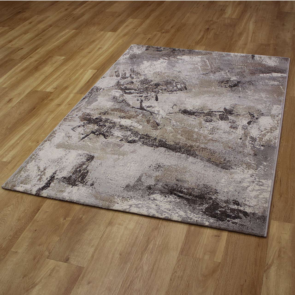 Grey Natural Modern Hardwearing Galleria Rug 9243