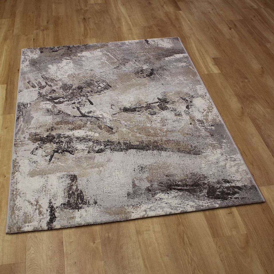 Grey Natural Modern Hardwearing Galleria Rug 9243