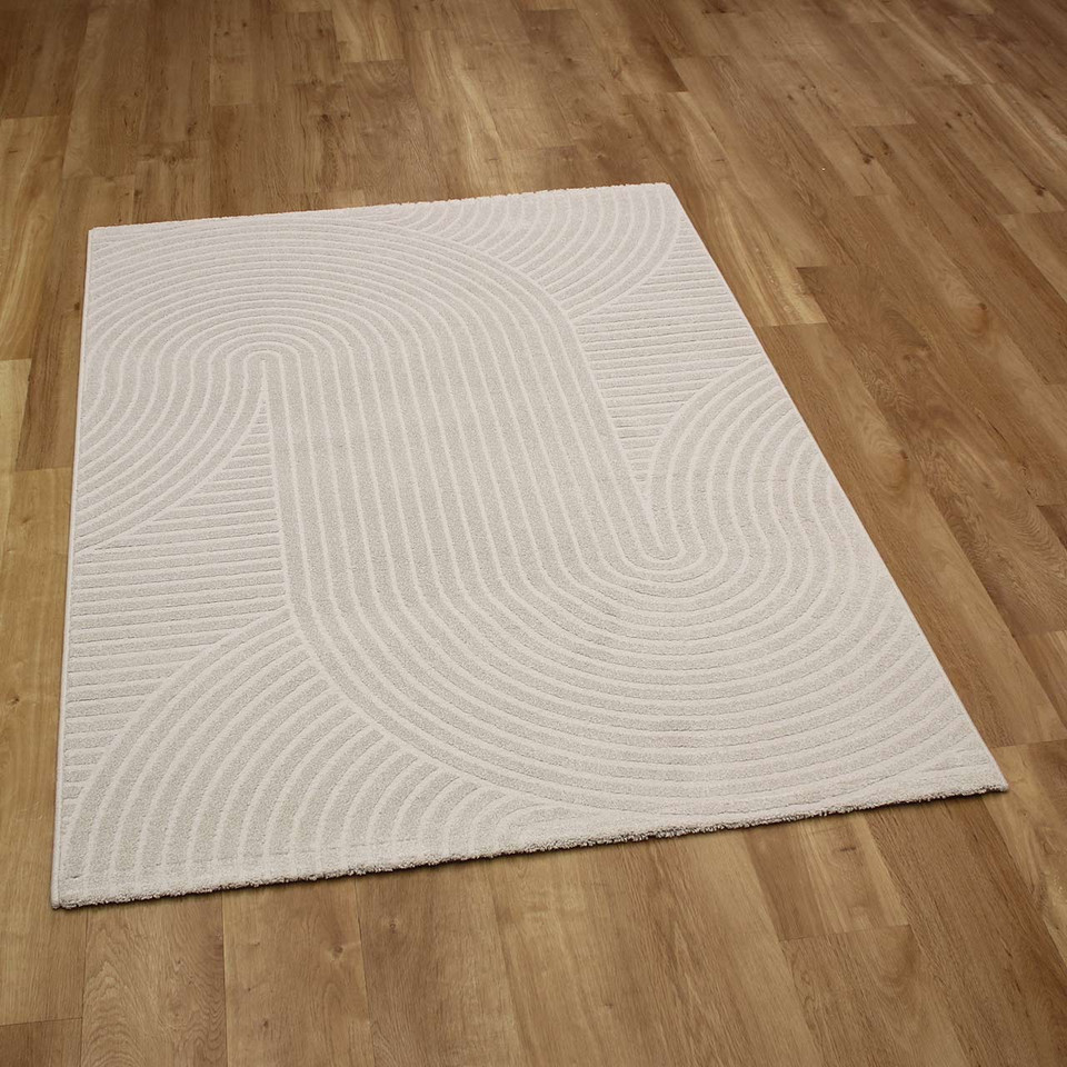 White Hardwearing Modern Geo Rug 6161
