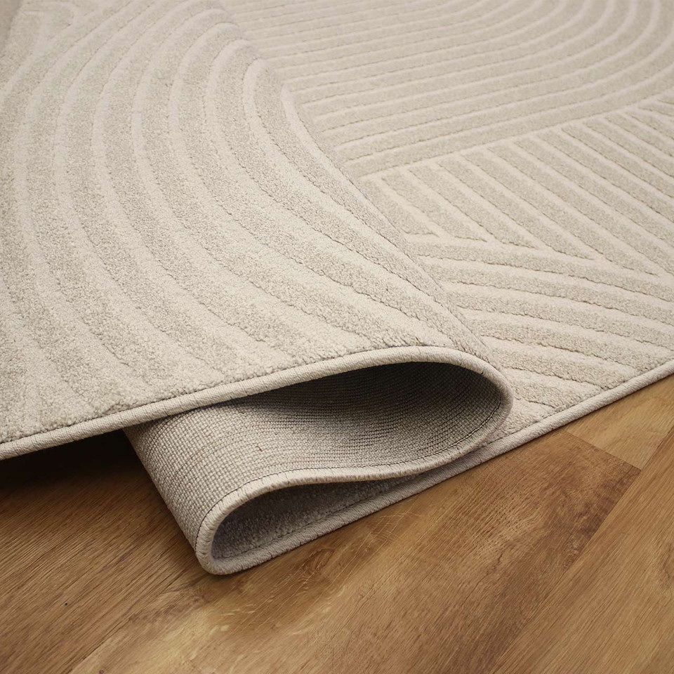 White Hardwearing Modern Geo Rug 6161