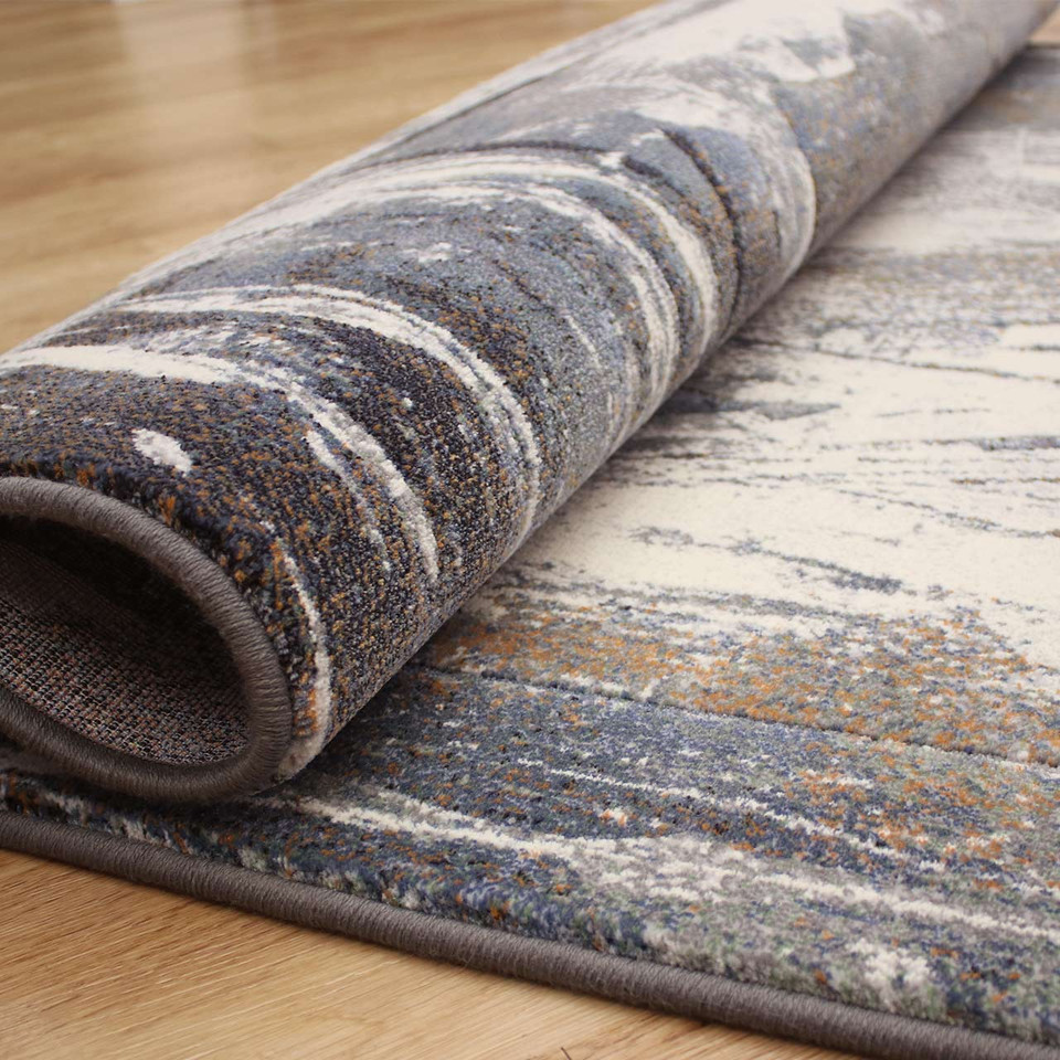 Hardwearing Modern Blue Abstract Galleria Rug 2626