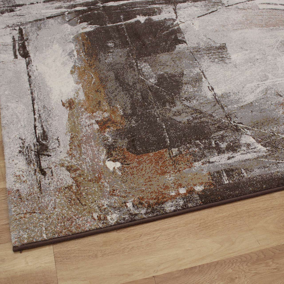 Brown Rustic Abstract Hardwearing Galleria Rug 9248