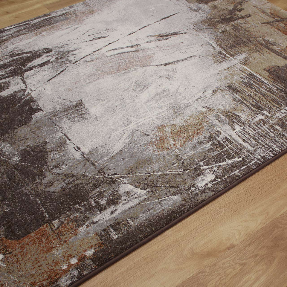 Brown Rustic Abstract Hardwearing Galleria Rug 9248