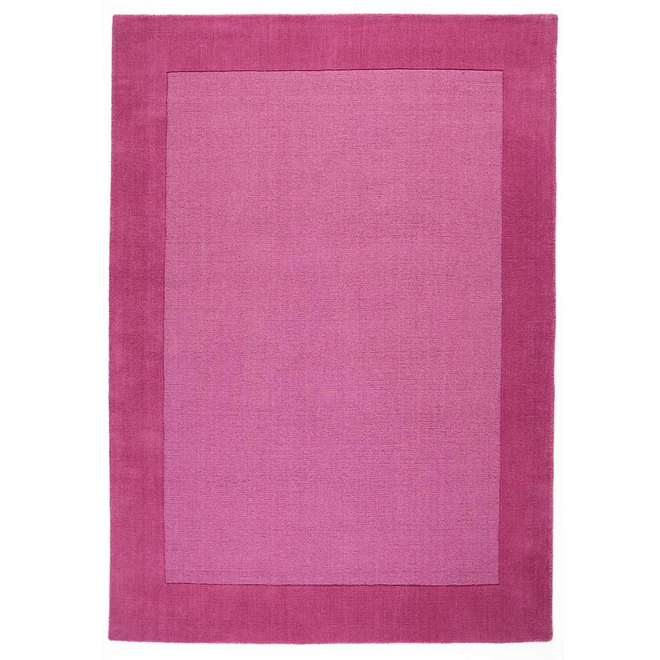 Colours Pink Wool Rug Plain Border Runner