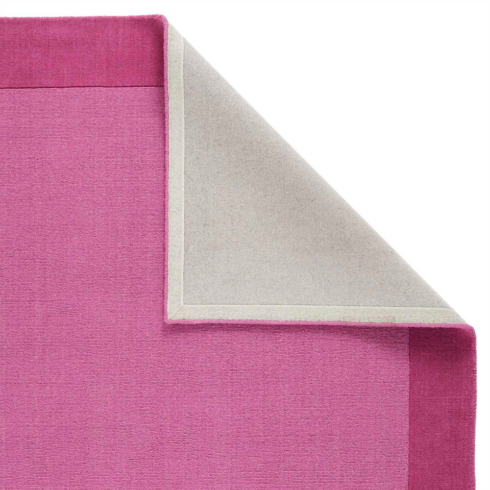 Colours Pink Wool Rug Plain Border Runner