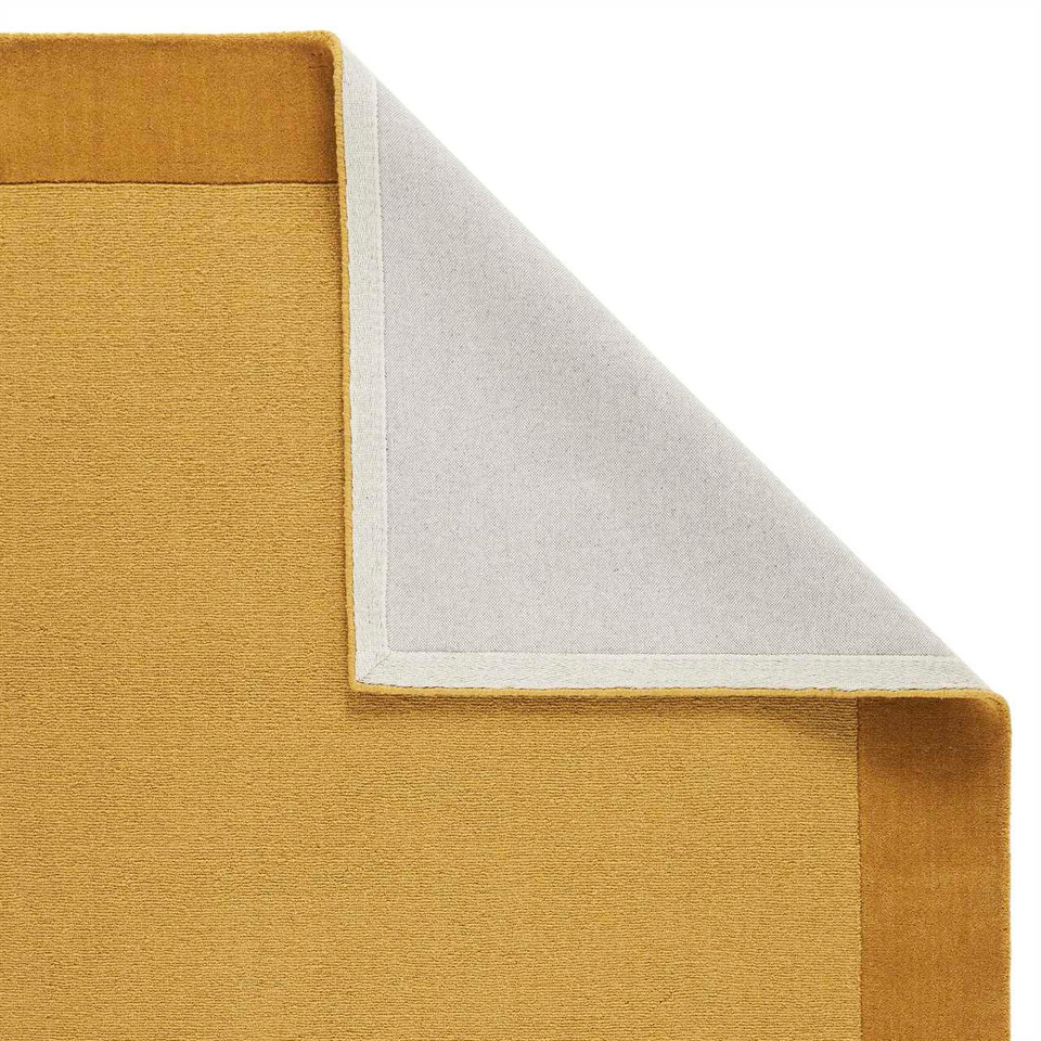 Colours Mustard Wool Rug Plain Border Runner