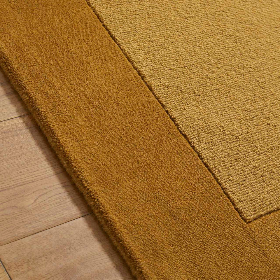 Colours Mustard Wool Rug Plain Border Runner