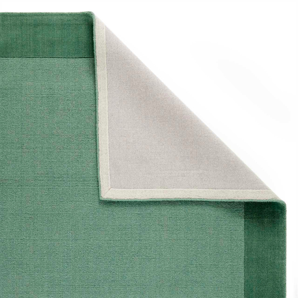 Colours Green Wool Rug Plain Border Runner