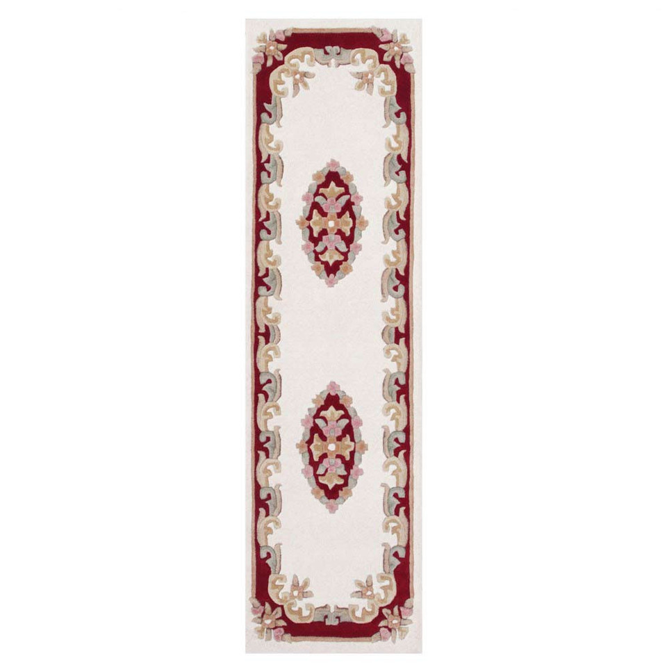Royal Aubusson Cream Red Rug Runner