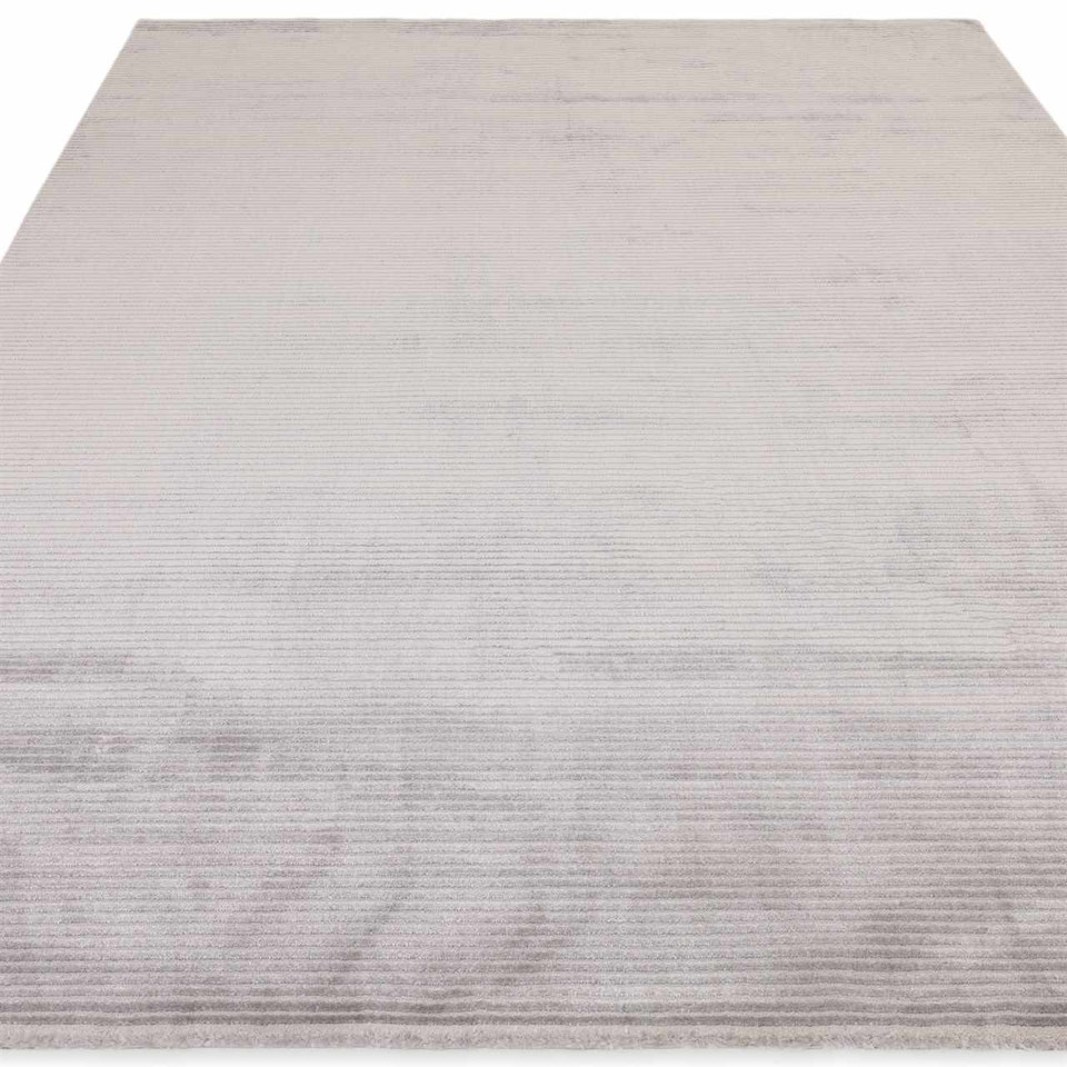 Kuza Plain Stripe Silver Modern Rug