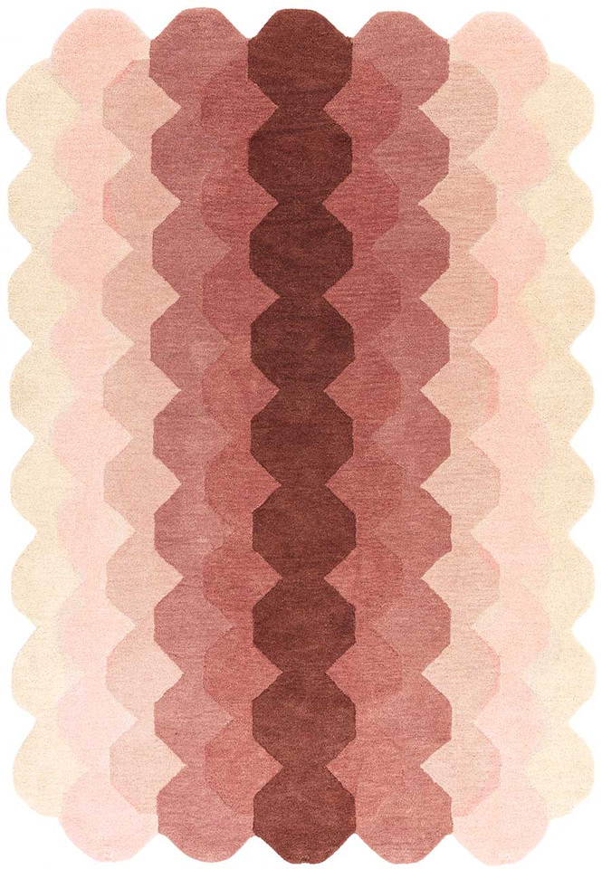 Hive Pink Geometric Thick Wool Rug