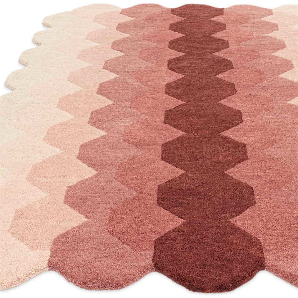 Hive Pink Geometric Thick Wool Rug