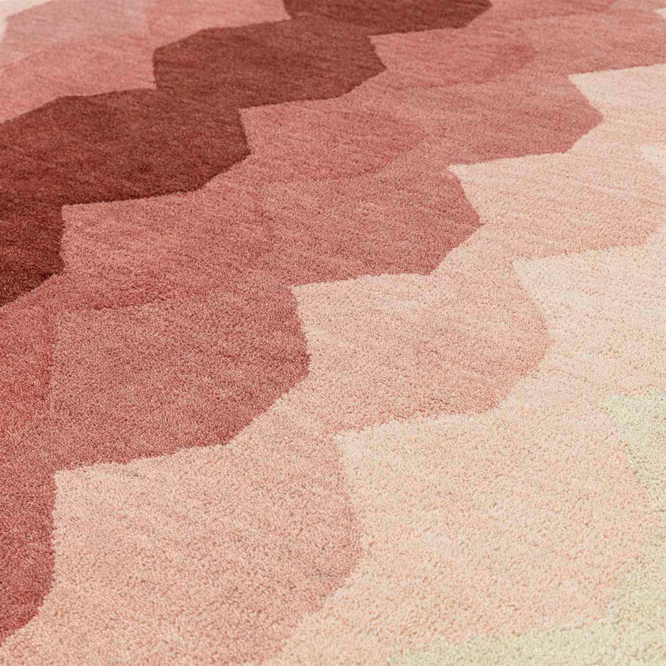 Hive Pink Geometric Thick Wool Rug