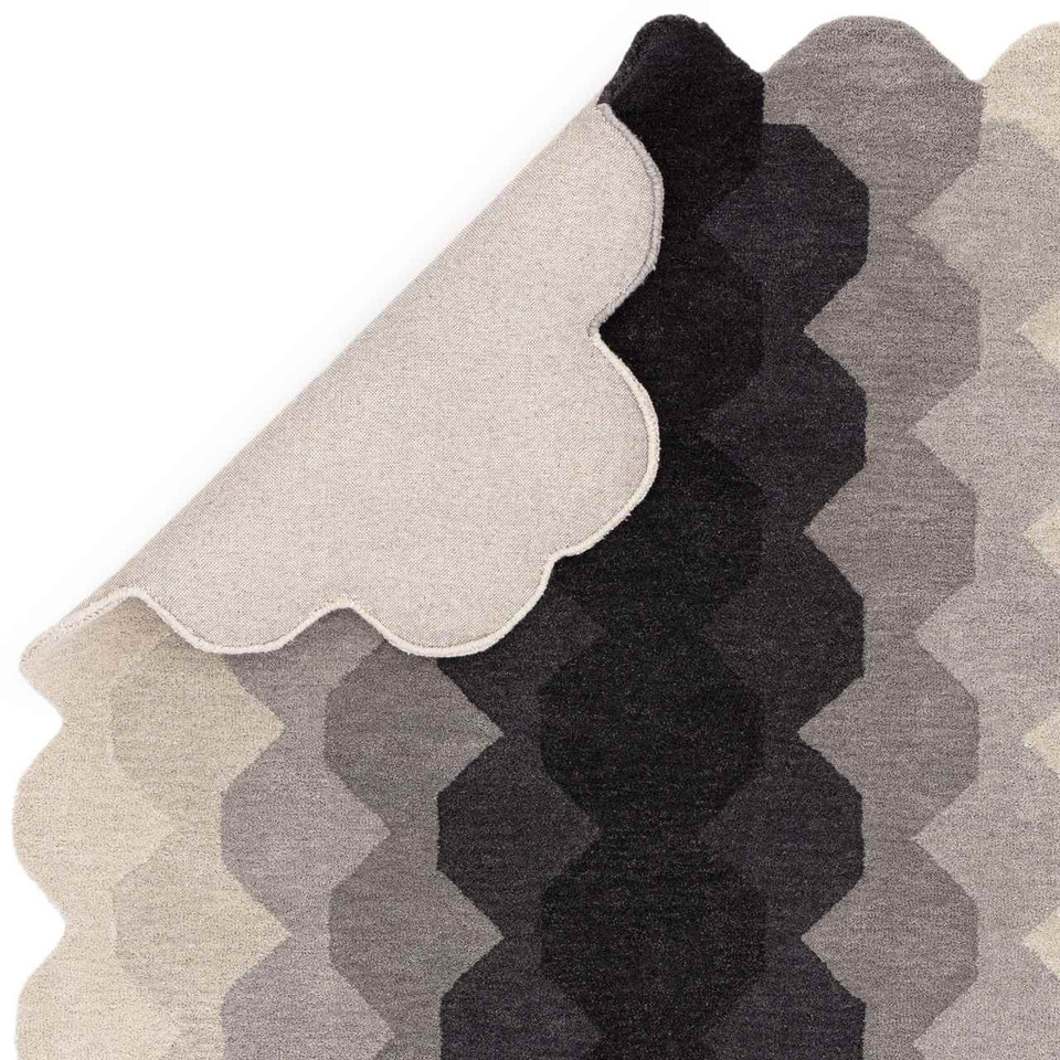 Hive Charcoal Geometric Thick Wool Rug