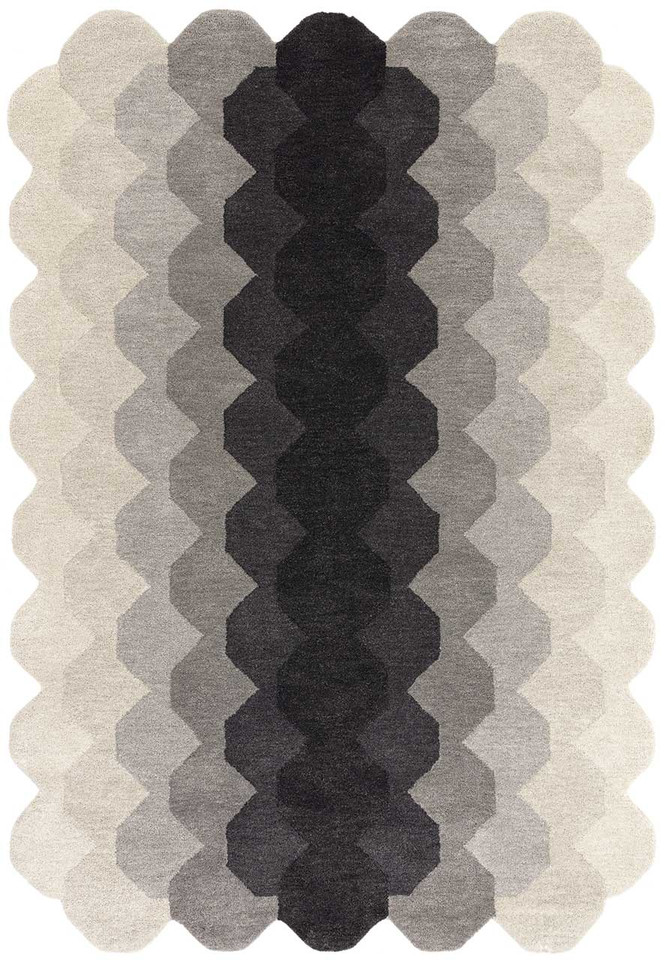 Hive Charcoal Geometric Thick Wool Rug