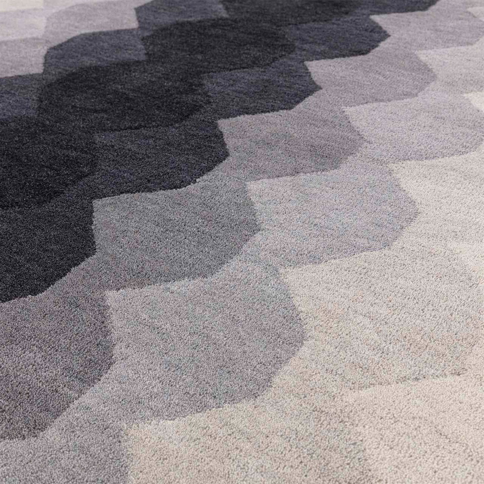 Hive Charcoal Geometric Thick Wool Rug