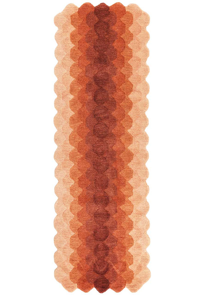Hive Rust Geometric Thick Wool Rug