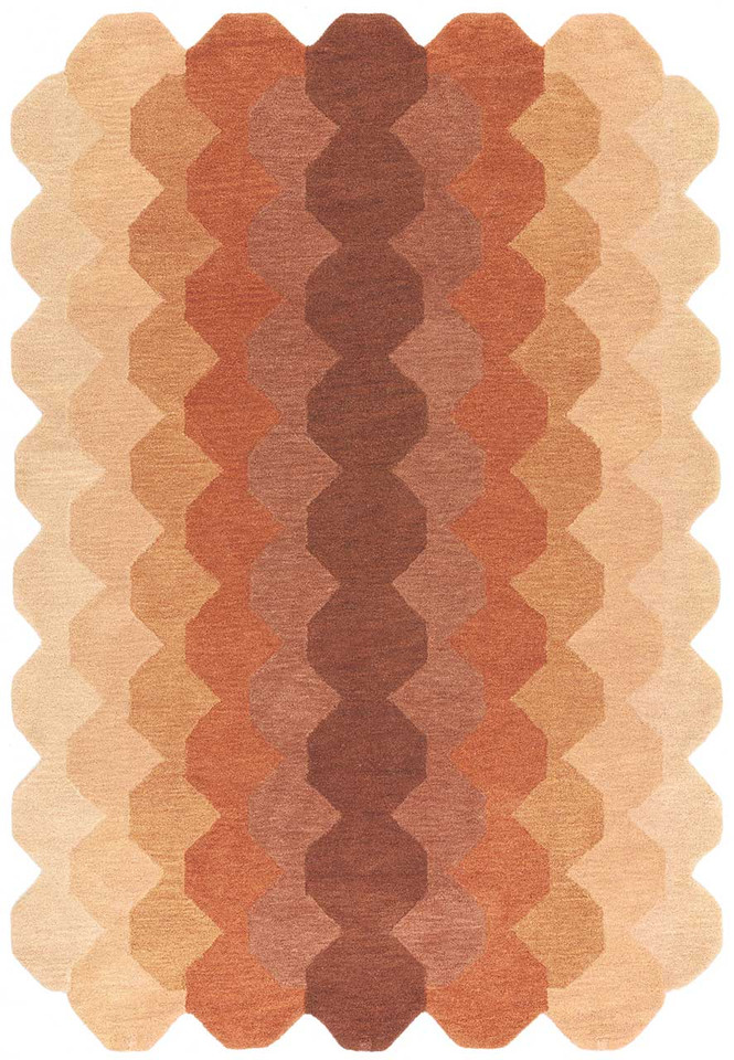 Hive Rust Geometric Thick Wool Rug