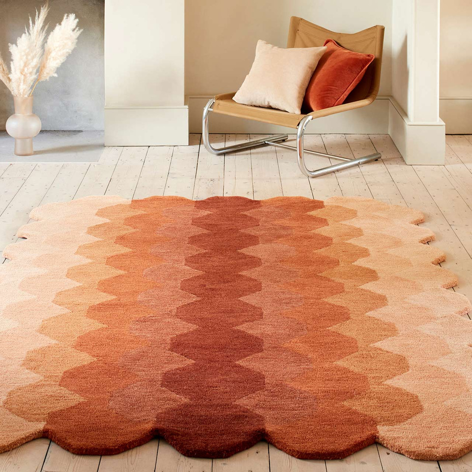 Hive Rust Geometric Thick Wool Rug