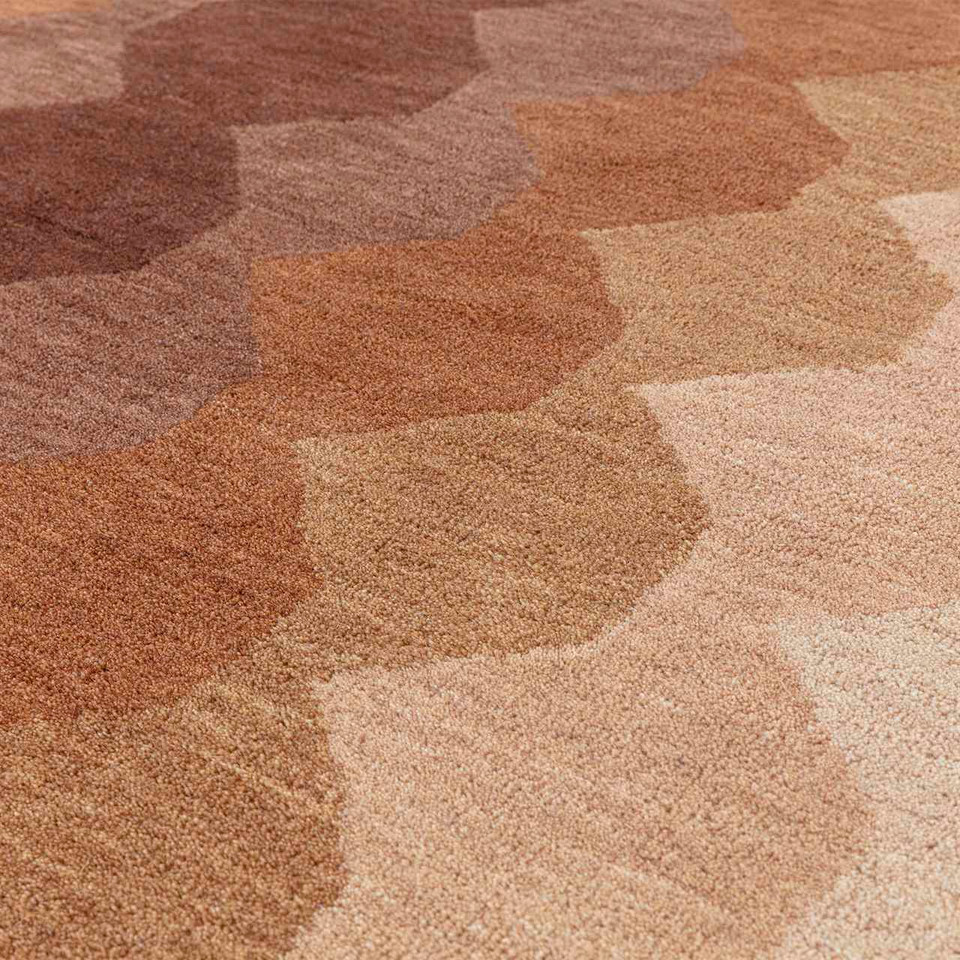Hive Rust Geometric Thick Wool Rug