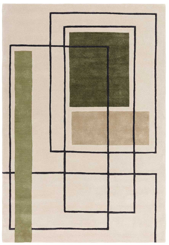 Reef Wool Rug RF21 Outline Khaki