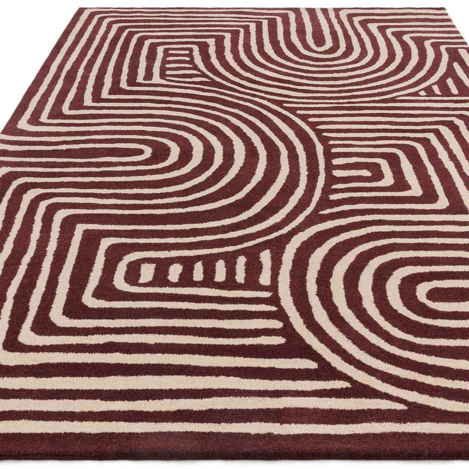 Reef Wool Rug RF29 Curve Plum