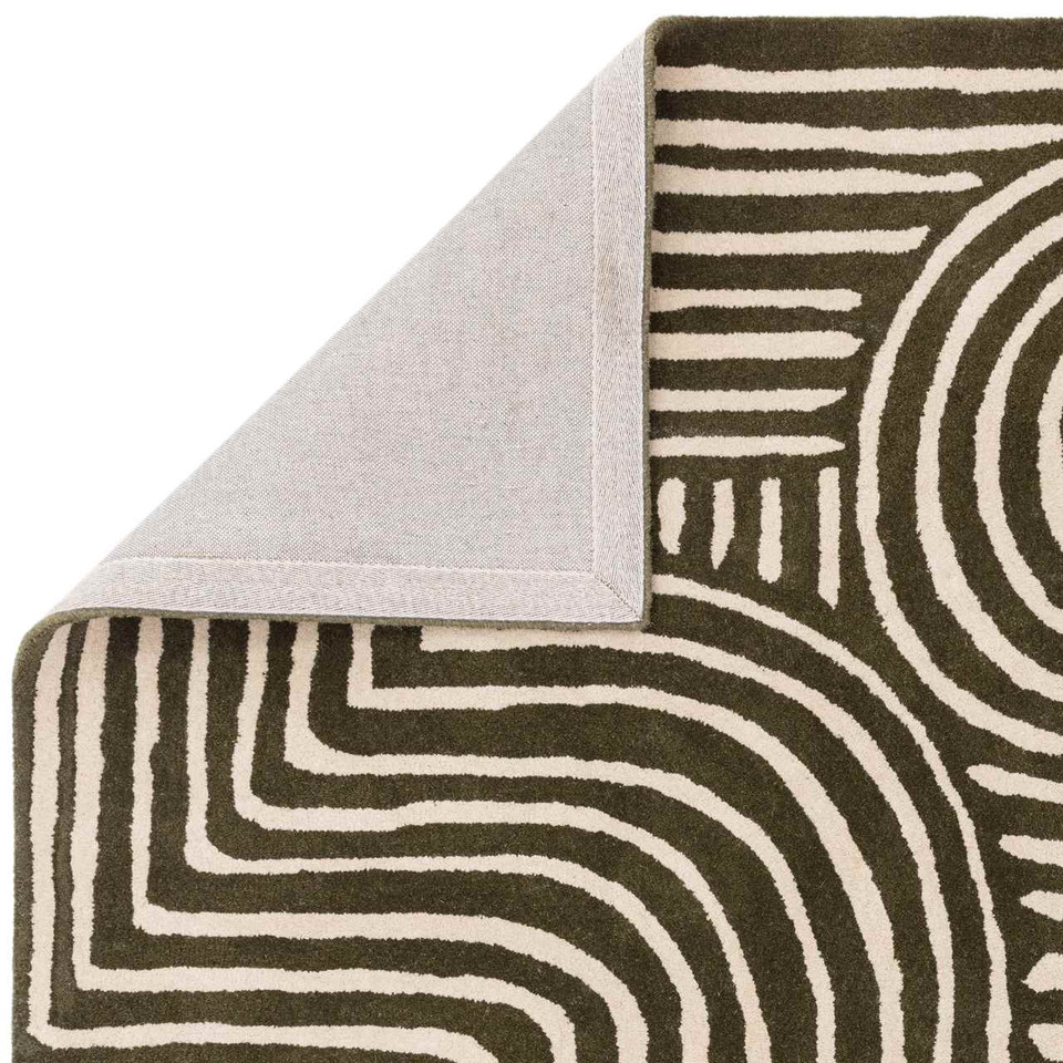 Reef Wool Rug RF30 Curve Forest Khaki
