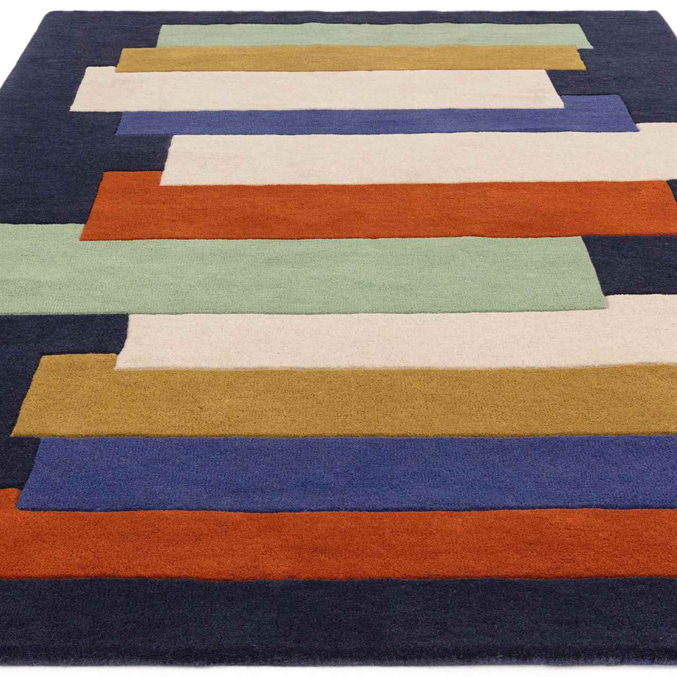 Reef Wool Rug RF33 Stacks Blue Multi