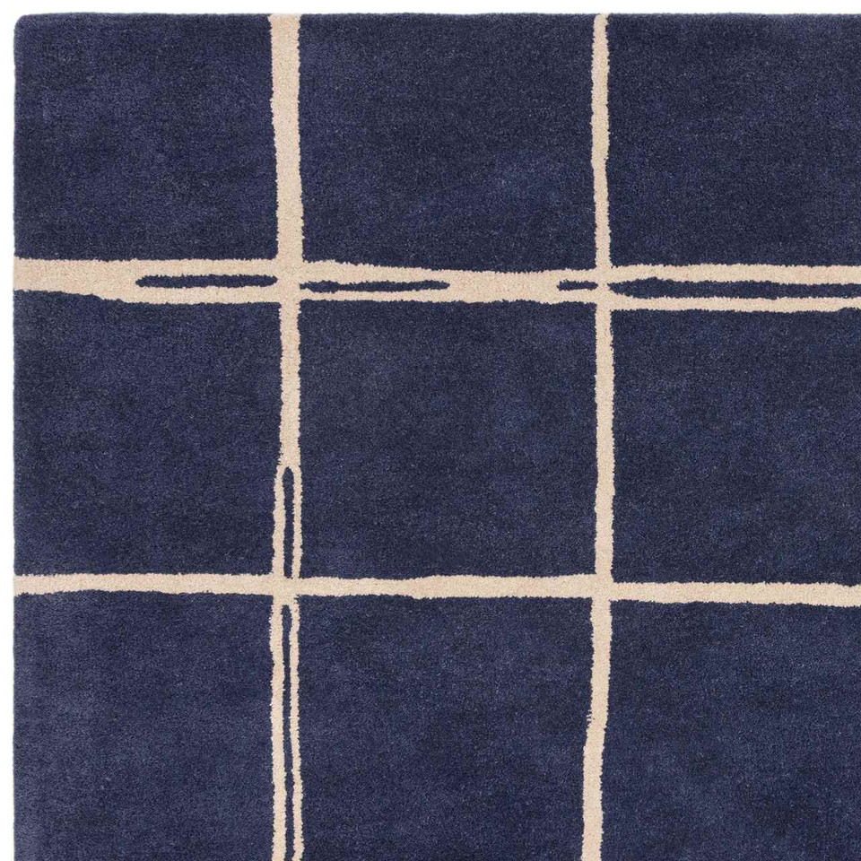 Albany Wool Rug Grid Marine Blue