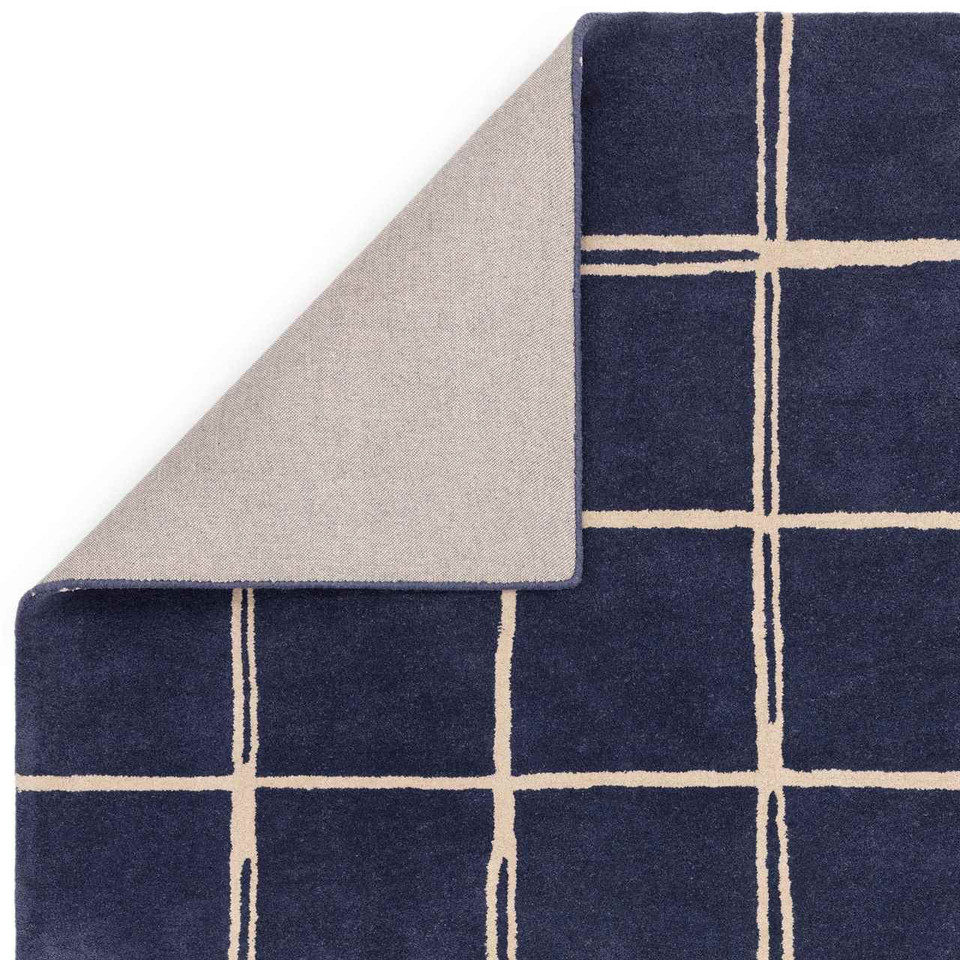 Albany Wool Rug Grid Marine Blue