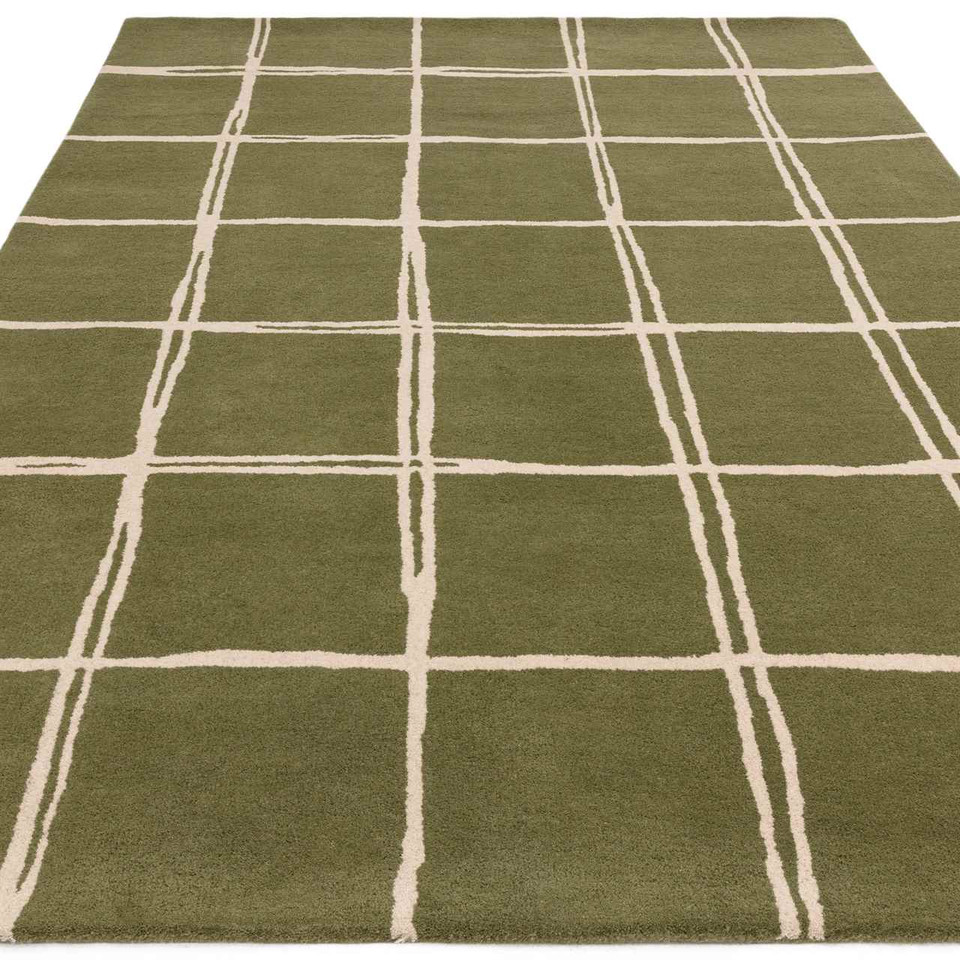 Albany Wool Rug Grid Olive Green