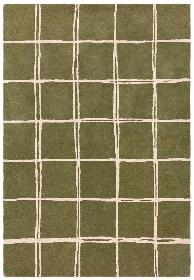 Albany Wool Rug Grid Olive Green