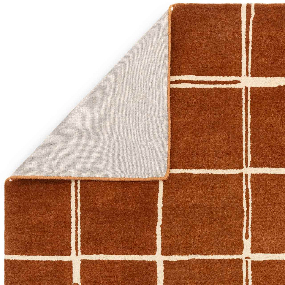 Albany Wool Rug Grid Rust White