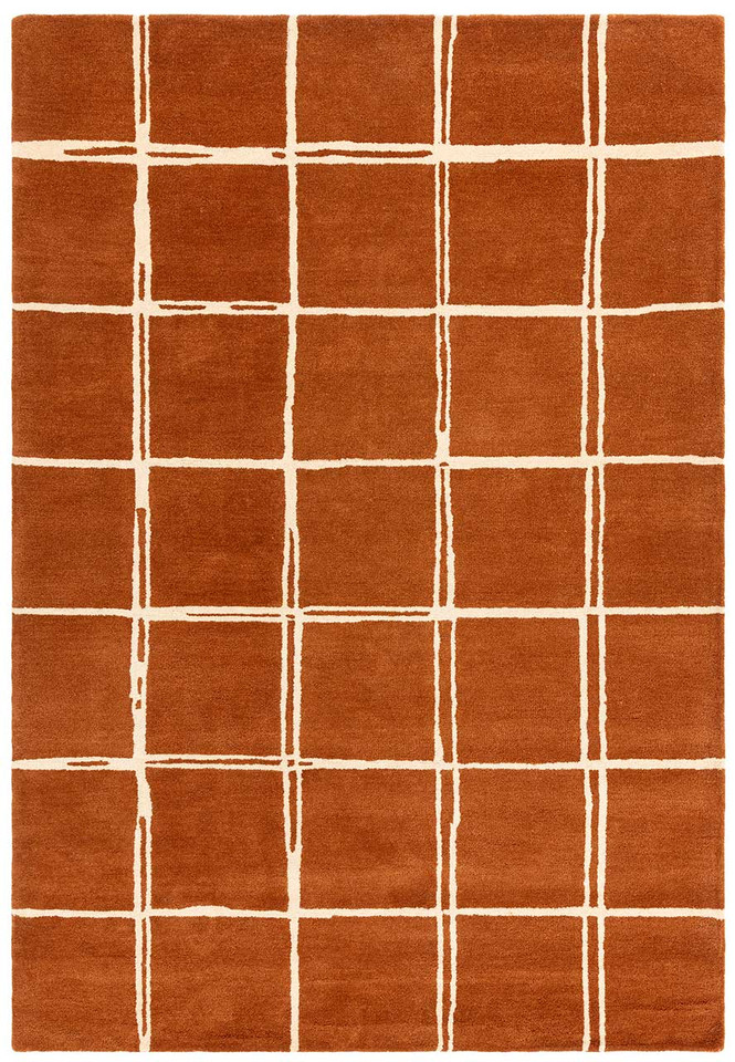 Albany Wool Rug Grid Rust White