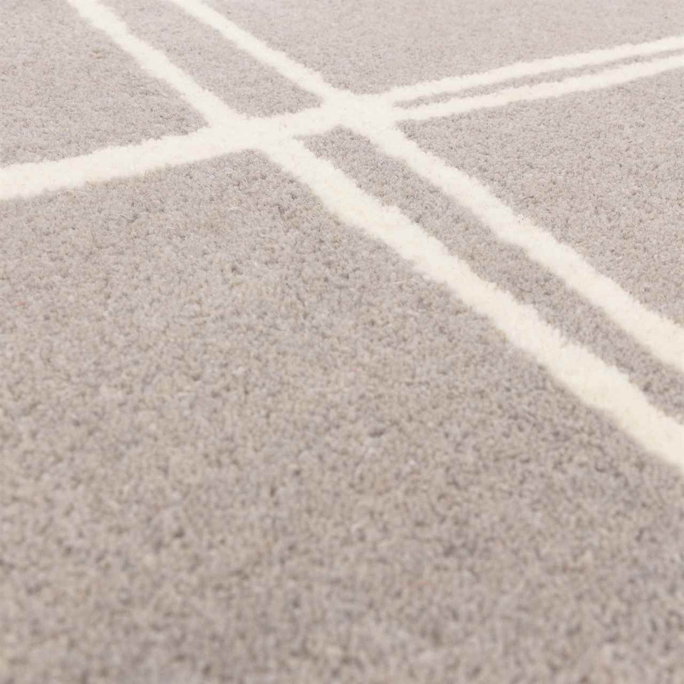 Albany Wool Rug Grid Silver Grey