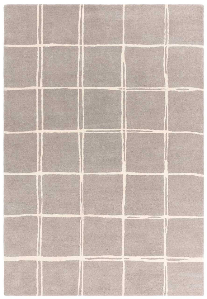 Albany Wool Rug Grid Silver Grey