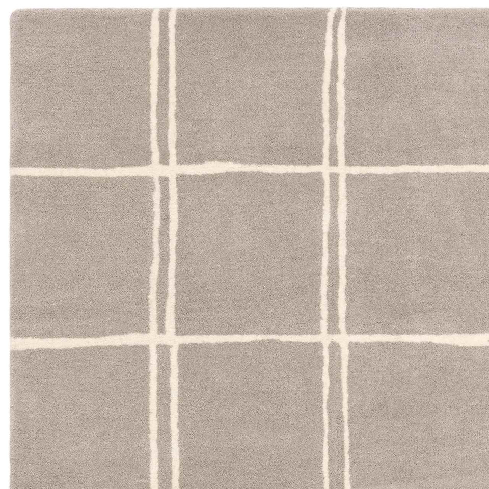 Albany Wool Rug Grid Silver Grey