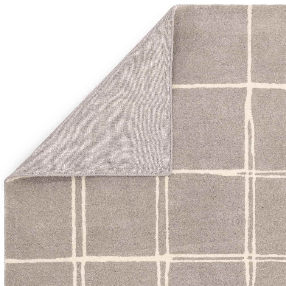 Albany Wool Rug Grid Silver Grey