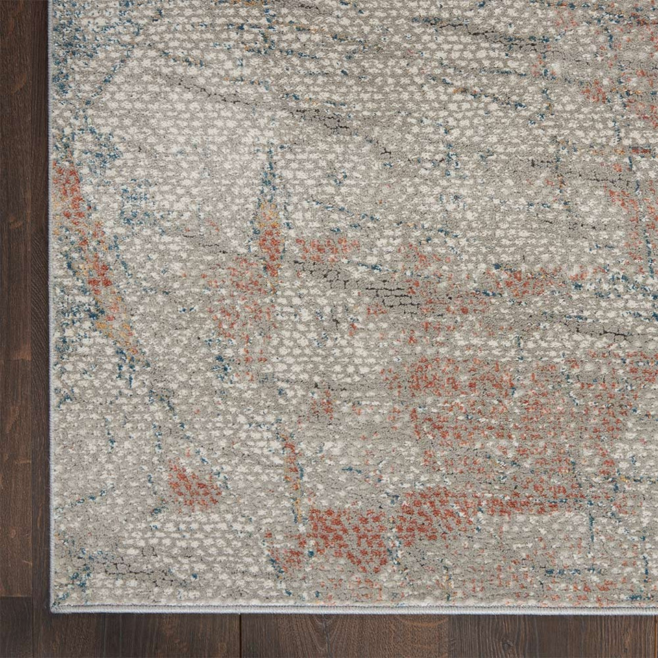 Rustic Textures RUS15 Light Grey Rust Abstract Rug Runner